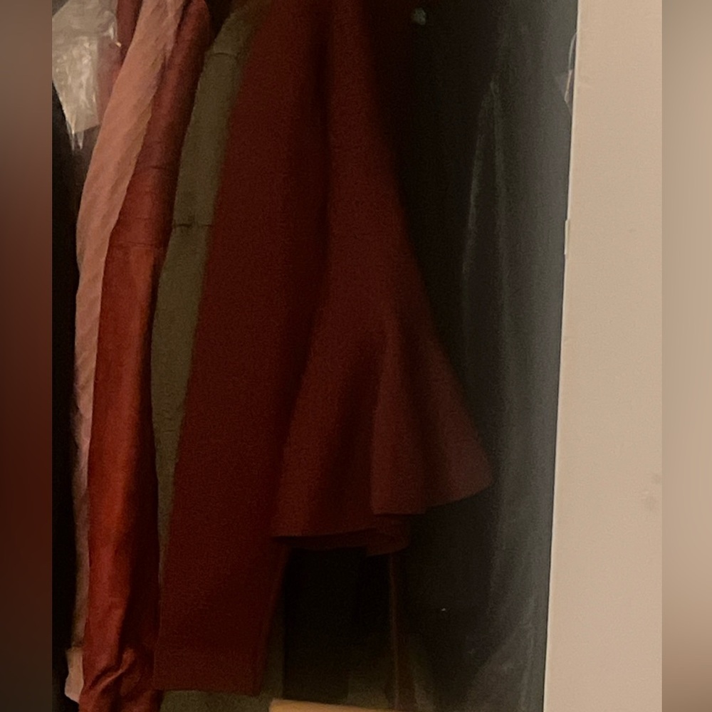 Scanlan Theodore crepe knit peplum set jacket top skirt small XS color garnet - Picture 5 of 5